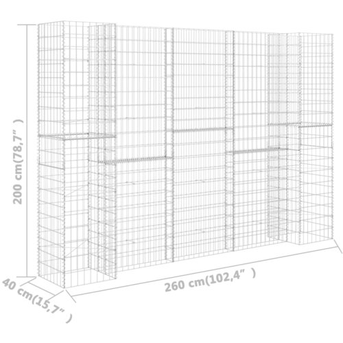  Gabionska sadilica u H-obliku od čelične žice 260 x 40 x 200 cm Slike