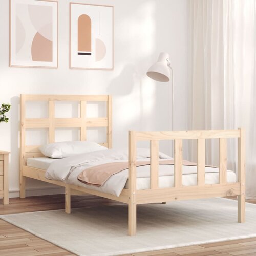 VidaXL Okvir kreveta s uzglavljem 90 x 200 cm od masivnog drva Slike