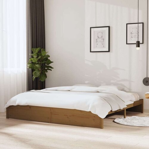  Posteljni okvir medeno rjav iz trdnega lesa 200x200 cm, (20643876) Slike