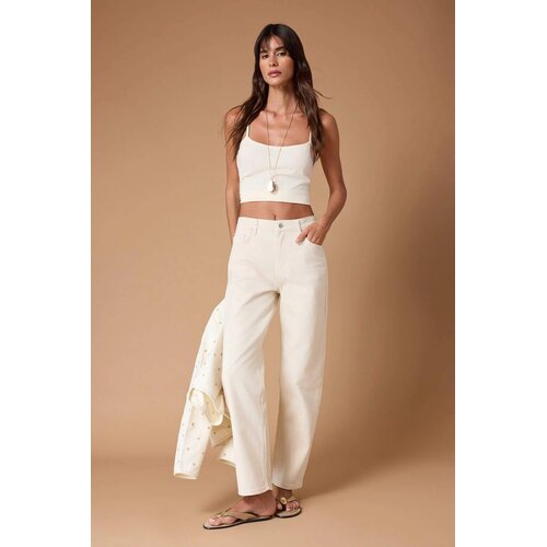 TRENDYOLMILLA ženski pantalone Twoaw26Je00273, Ecru-Ecru Cene