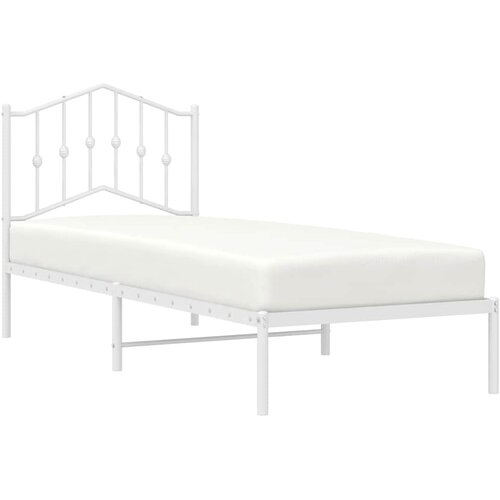  Metalni okvir za krevet s uzglavljem bijeli 80x200 cm Slike