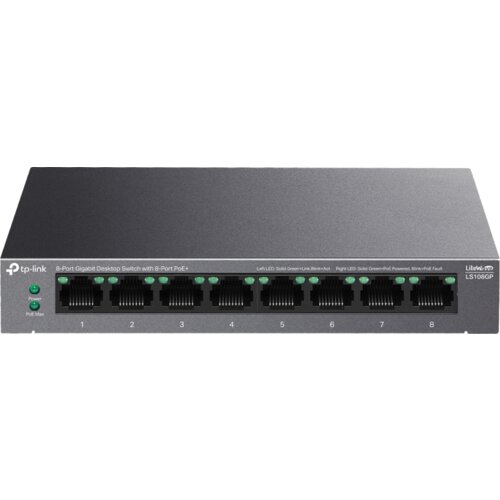 Tp-link LS108GP 8-Port Gigabit Desktop Switch with 8-Port PoE+, 8x Gigabit PoE+ Ports, 62 W PoE Power,... Slike