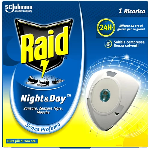  polnilo za električni aparat raid night&day (1 kos, proti navadnim in tigrastim komarjem ter muham, brez vonja)