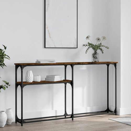  The Living Store Konzolna mizica dimljen hrast 145x22,5x75 cm inženirski les - Konzolna Mizica, (21444892) Cene
