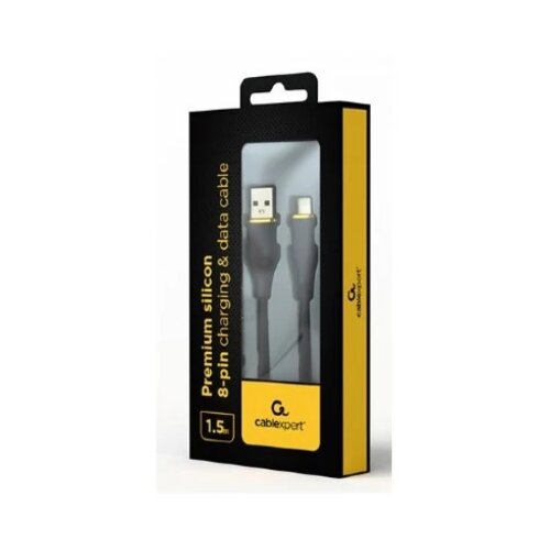  CC-USB2S-AM8PM-1.5M-BK Gembird Premium silicon 8-pin cable charging and data cable, 1.5 m, black Cene