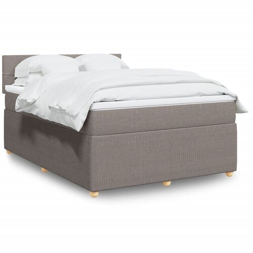 VidaXL Krevet s oprugama i madracem smeđesivi 140x200 cm tkanina Slike