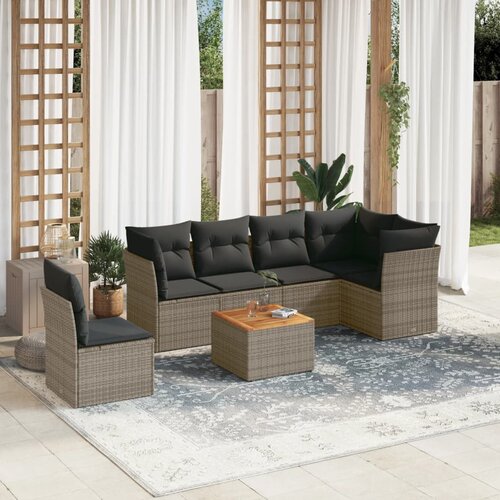 VidaXL 7-dijelni set vrtnih sofa sivi od poliratana Slike