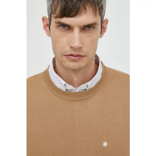 Manuel Ritz Vuneni pulover za muškarce, boja: smeđa, lagani