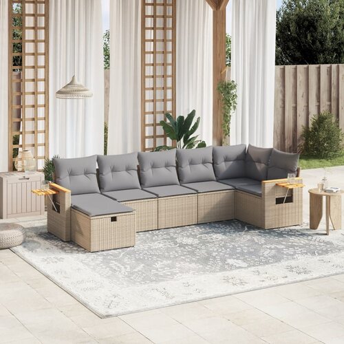  7-dijelni set vrtnih sofa s jastucima bež od poliratana Cijene