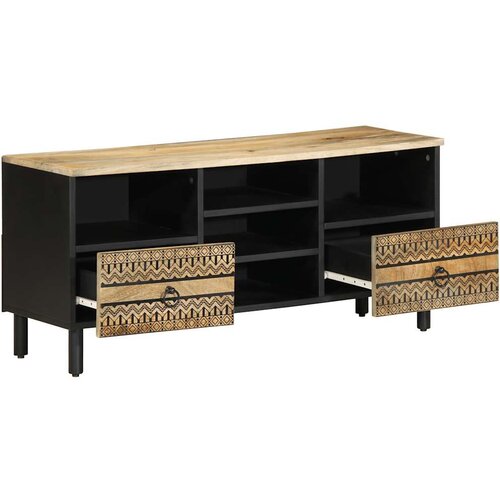 Maison Chic TV omarica - TV enota - Televizijska omarica črna 100x33,5x46 cm masivni neobdelan les Mango, (21700819) Slike