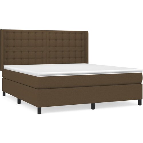 VidaXL Box spring postelja z vzmetnico temno rjava 180x200 cm blago, (20899900) Slike