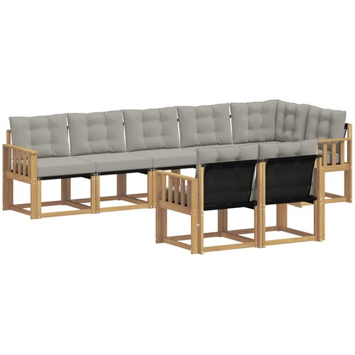  Set vanjskih sofa 8 kom. Bijela i svjetlosiva Smeđa 306 x 128,5 x 73 cm Slike