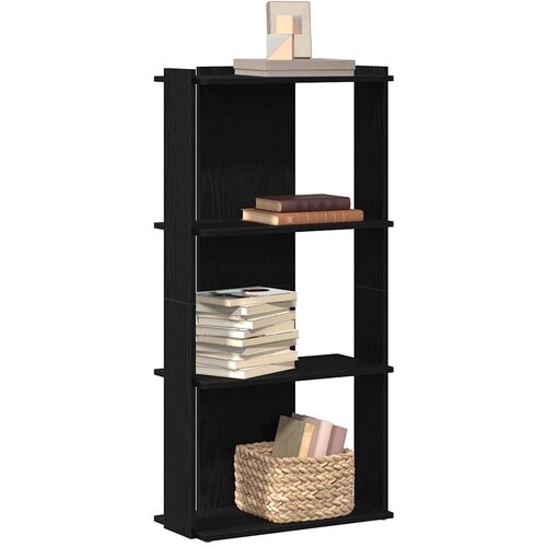 VidaXL Knjižna omara 3-nadstropna črna 60x30x120 cm inženirski les Slike