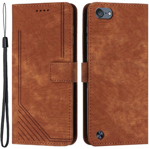 INORCO Za iPod Touch 5/6/(2019) Telefonska torbica PU usnjeno stojalo Denarnica Skin-touch Lines Inprinted Cover, (22035181) Cene