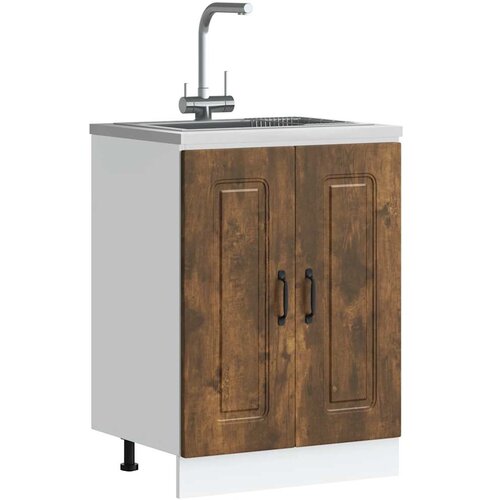 vidaXL Osnovna omarica za umivalnik Kalmar dimljen hrast 60x46x81,5 cm Cene