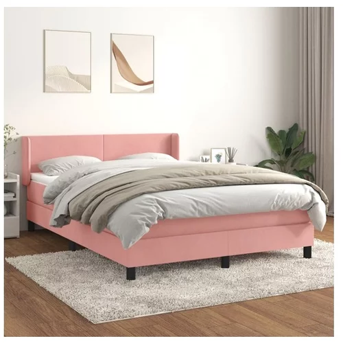 vidaXL Box spring postelja z vzmetnico roza 140x200 cm zamet