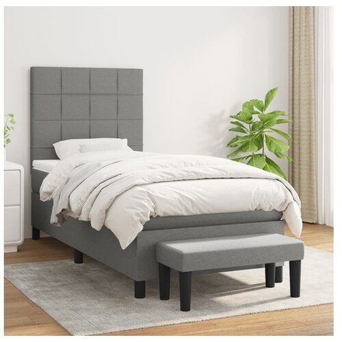  Box spring postelja z vzmetnico temno siva 90x200 cm blago Cene