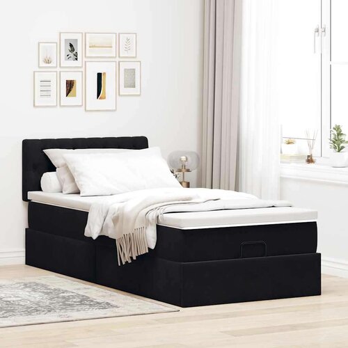 VidaXL otomanski okvir kreveta s madraca crni 80x200cm bar&amp;scaron;unasti Slike
