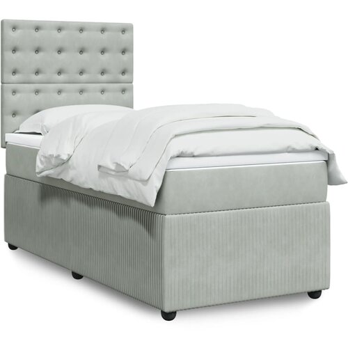 VidaXL Box spring postelja z vzmetnico svetlo siv 90x190 cm žamet Slike