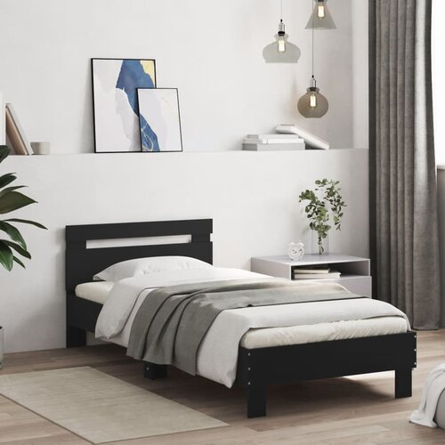  Okvir za krevet s uzglavljem crni 75x190 cm konstruirano drvo Slike