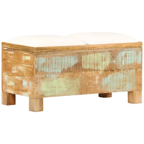  Klupa za pohranu od masivnog obnovljenog drva 80 x 40 x 40 cm Slike