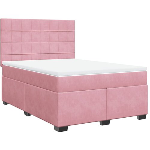 vidaXL Box spring postelja z vzmetnico roza 140x200 cm žamet, (21309804) Cene