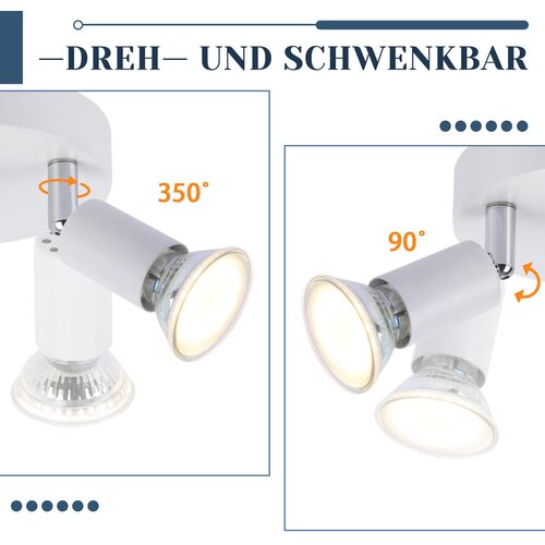 Nettlife LED stropna svetilka GU10, 3 moderni okrogli stropni reflektorji stropni reflektorji za spalnico in dnevno sobo, brez žarnice, bela, (22116917) Cene