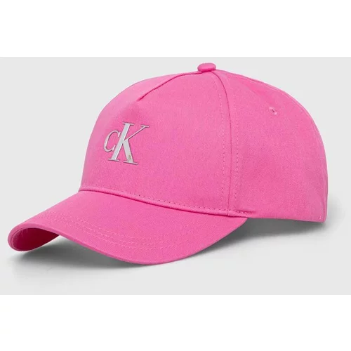 Calvin Klein Jeans Bombažna bejzbolska kapa roza barva