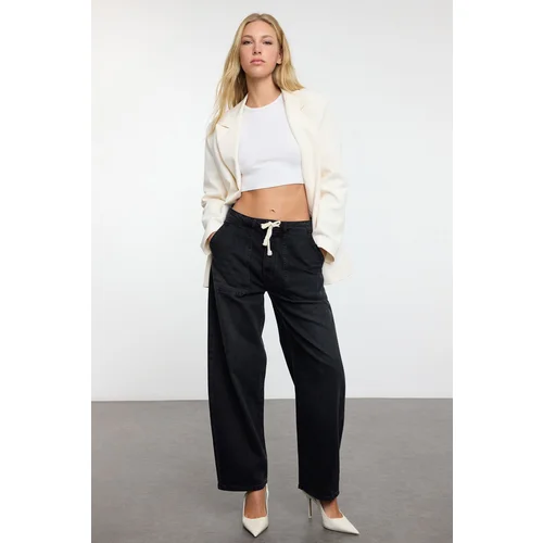 Trendyol Black High Waist Barrel Baggy Jeans