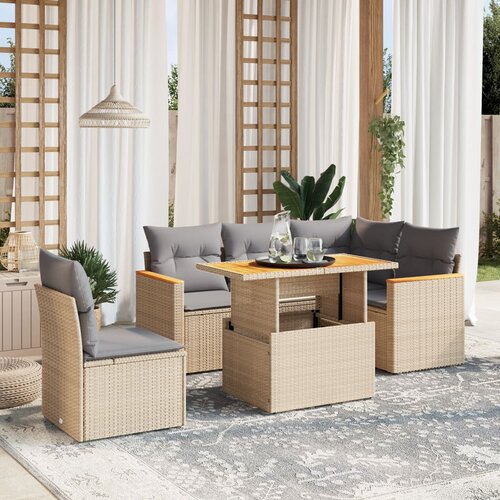 vidaXL 6-dijelni set vrtnih sofa s jastucima bež od poliratana Cijene