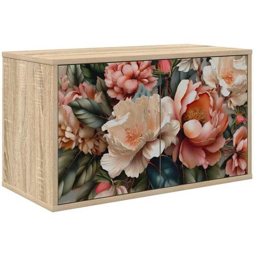 vidaXL TV ormar za montažu na zid BORNE 69 x 33 x 40 cm Hrast sonoma - Hrast sonoma Print lagane peonije Cijene