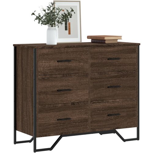 VidaXL Komoda smeđa boja hrasta 91x35,5x74,5 cm konstruirano drvo Slike
