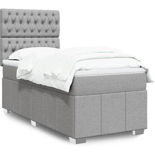 vidaXL Box spring postelja z vzmetnico svetlo siv 100x200 cm blago Cene