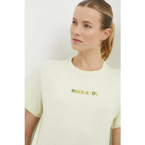 Rossignol Bombažna kratka majica ženska, rumena barva, RLMWY17