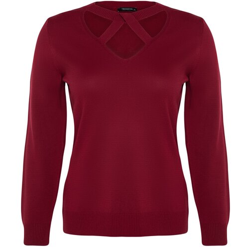 Trendyol Curve Plus Size Sweater - Burgundy - Regular fit Cene