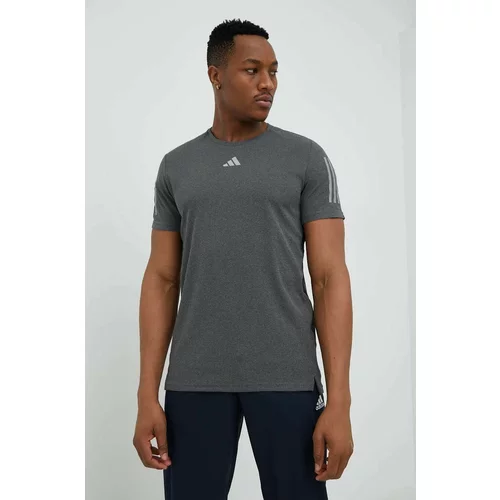 Adidas Majica kratkih rukava za trčanje Own the Run boja: siva, s tiskom