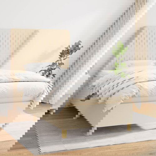 VidaXL Okvir kreveta s oprugama i madrac krem 80x200 cm od tkanine Slike