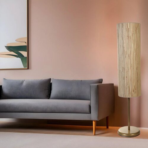 Opviq noyan eskitme lambader bambu 09 abajurlu oakgold floor lamp Slike