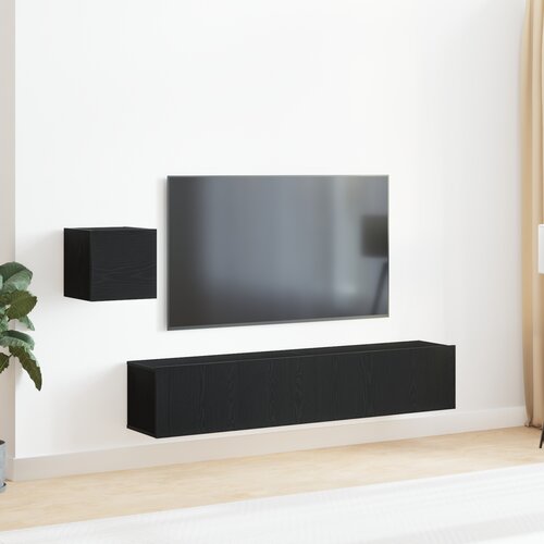 vidaXL 4-delni komplet TV omar iz črnega hrasta z inženirskim lesom, stenska TV omara v črnem hrastu - 30.5 x 30 x 30 cm, TV omara iz črnega hrasta 80x30x30 cm, izdelana iz inženirskega lesa, stenske TV omare (komplet 2) - črn hrast, 80x30x30 cm, izdelane iz inženirskega lesa Cene