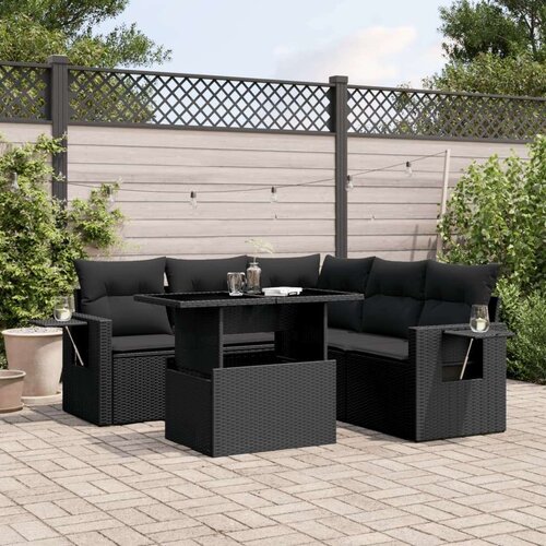 VidaXL 6-dijelni set vrtnih sofa s jastucima crni od poliratana Slike