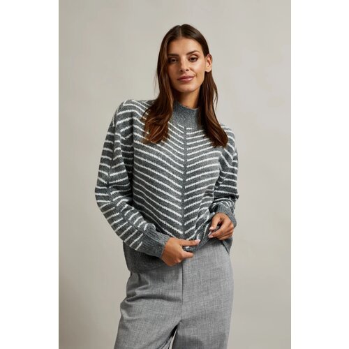 Marisse Women's Sweater Z-Sw-4526 Grey Mel_Off White Cene
