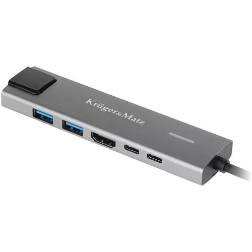 Kruger matz KRUGER-MATZ pretvornik USB tip-C na HDMI/2x USB3.0/2x USB tip C/RJ45 CC-HUB-KM0391 Slike