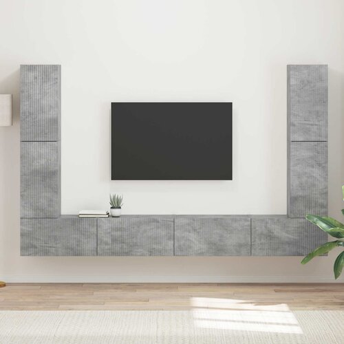  Set TV komoda 8 pcs Betonski sivi Konstruirano drvo Cene