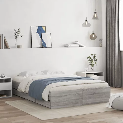  Okvir za krevet s ladicama boja sivog hrasta 120x190 cm drveni