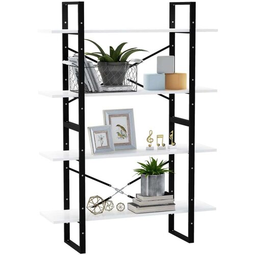 VidaXL Knjižna omara 4-nadstropna bela 100x30x140 cm iverna plo&amp;scaron;ča Slike