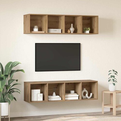  Set TV komoda 3 kom. Umjetnički hrast Konstruirano drvo Smeđa 37 x 37 x 107 cm Slike