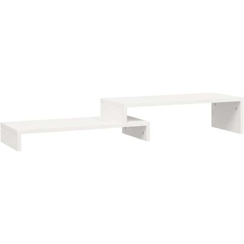 VidaXL stalak za monitor bijeli (52-101) x 22 x 14 cm masivna borovina Slike