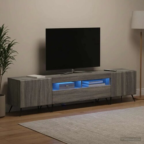  LED TV kabinet BREDA 3 kom. Siva Sonoma Konstruirano drvo - Siva Sonoma 100 cm Cene