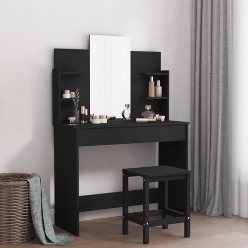  Toaletni stolić s ogledalom crni 96 x 39 x 142 cm Slike