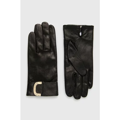 Twin Set Kožne rukavice za žene, boja: crna